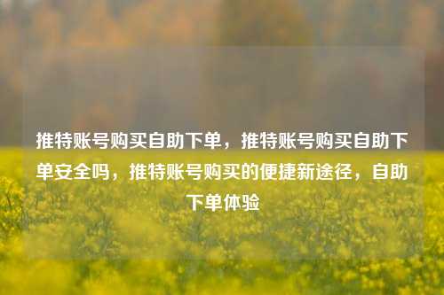 推特账号购买自助下单，推特账号购买自助下单安全吗，推特账号购买的便捷新途径，自助下单体验