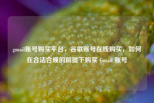 gmail账号购买平台，谷歌账号在线购买，如何在合法合规的前提下购买 Gmail 账号
