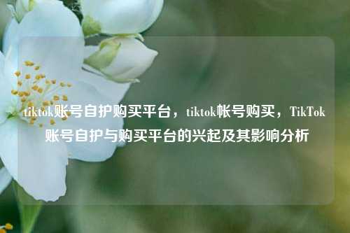 tiktok账号自护购买平台，tiktok帐号购买，TikTok 账号自护与购买平台的兴起及其影响分析