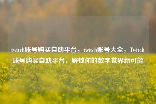 twitch账号购买自助平台，twitch账号大全，Twitch账号购买自助平台，解锁你的数字世界新可能