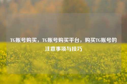 TG账号购买，TG账号购买平台，购买TG账号的注意事项与技巧