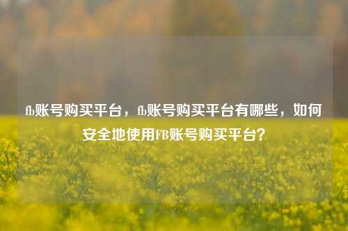 fb账号购买平台，fb账号购买平台有哪些，如何安全地使用FB账号购买平台？