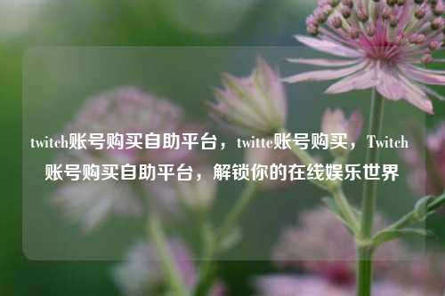 twitch账号购买自助平台，twitte账号购买，Twitch 账号购买自助平台，解锁你的在线娱乐世界