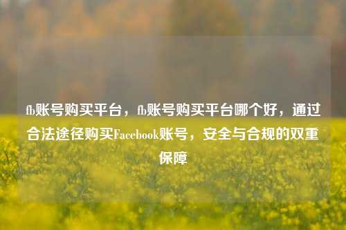 fb账号购买平台，fb账号购买平台哪个好，通过合法途径购买Facebook账号，安全与合规的双重保障