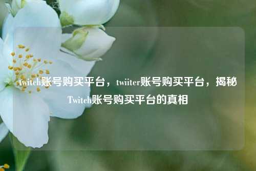 twitch账号购买平台，twiiter账号购买平台，揭秘Twitch账号购买平台的真相
