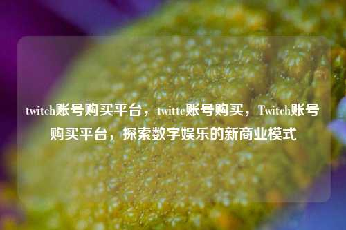 twitch账号购买平台，twitte账号购买，Twitch账号购买平台	，探索数字娱乐的新商业模式  第1张
