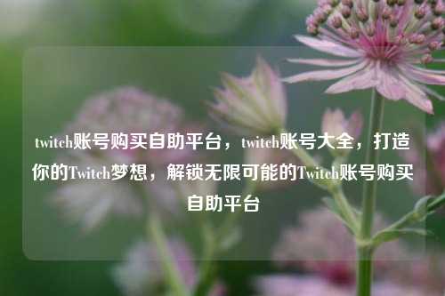 twitch账号购买自助平台，twitch账号大全，打造你的Twitch梦想，解锁无限可能的Twitch账号购买自助平台