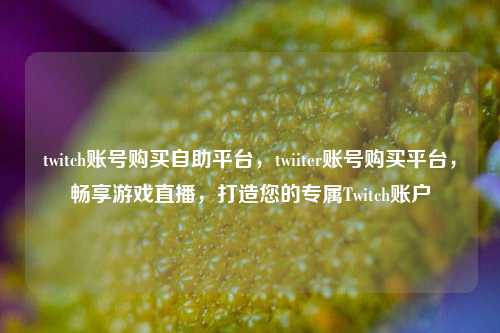twitch账号购买自助平台，twiiter账号购买平台，畅享游戏直播，打造您的专属Twitch账户