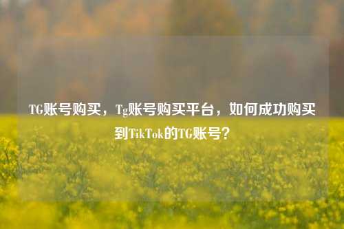 TG账号购买，Tg账号购买平台，如何成功购买到TikTok的TG账号？