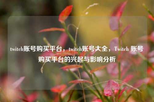 twitch账号购买平台，twitch账号大全，Twitch 账号购买平台的兴起与影响分析