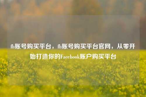 fb账号购买平台，fb账号购买平台官网，从零开始打造你的Facebook账户购买平台