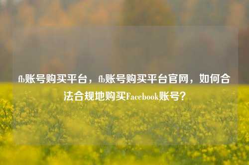 fb账号购买平台，fb账号购买平台官网，如何合法合规地购买Facebook账号？