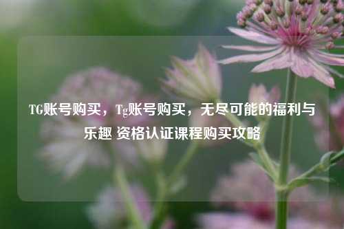 TG账号购买，Tg账号购买，无尽可能的福利与乐趣 资格认证课程购买攻略