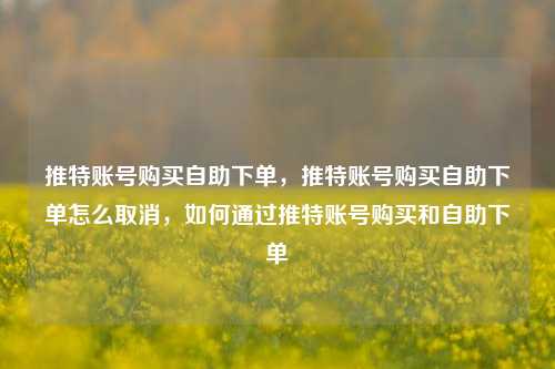 推特账号购买自助下单，推特账号购买自助下单怎么取消，如何通过推特账号购买和自助下单