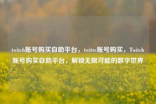 twitch账号购买自助平台，twitte账号购买，Twitch账号购买自助平台，解锁无限可能的数字世界