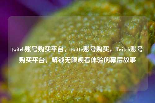 twitch账号购买平台，twitte账号购买，Twitch账号购买平台，解锁无限观看体验的幕后故事
