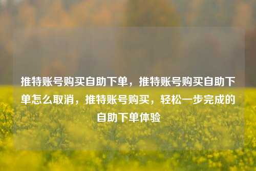 推特账号购买自助下单，推特账号购买自助下单怎么取消，推特账号购买，轻松一步完成的自助下单体验