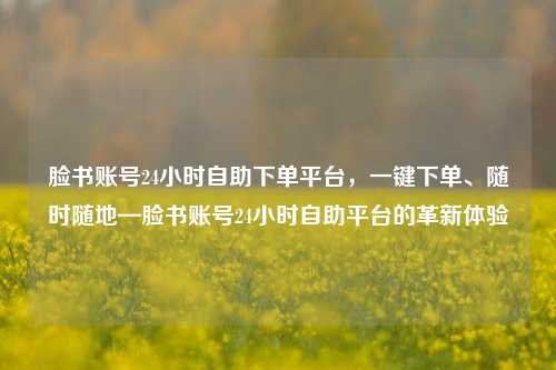 脸书账号24小时自助下单平台，一键下单、随时随地—脸书账号24小时自助平台的革新体验