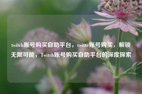twitch账号购买自助平台，twitte账号购买，解锁无限可能，Twitch账号购买自助平台的深度探索