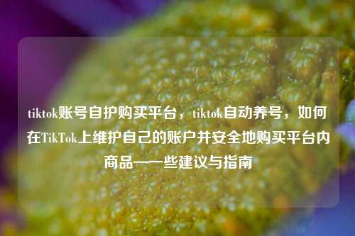 tiktok账号自护购买平台，tiktok自动养号，如何在TikTok上维护自己的账户并安全地购买平台内商品—一些建议与指南