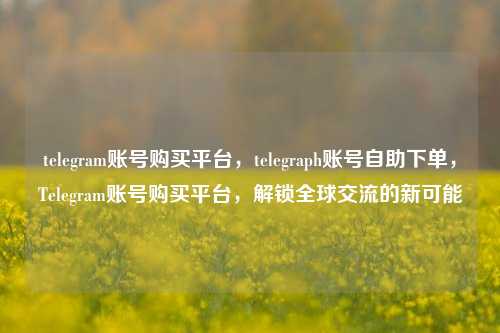 telegram账号购买平台，telegraph账号自助下单，Telegram账号购买平台，解锁全球交流的新可能
