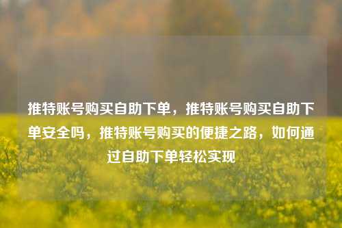 推特账号购买自助下单，推特账号购买自助下单安全吗，推特账号购买的便捷之路，如何通过自助下单轻松实现