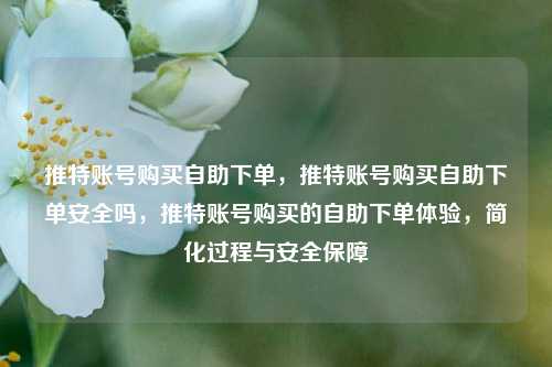 推特账号购买自助下单，推特账号购买自助下单安全吗，推特账号购买的自助下单体验，简化过程与安全保障