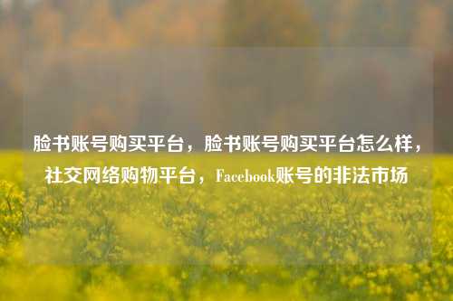 脸书账号购买平台，脸书账号购买平台怎么样，社交网络购物平台，Facebook账号的非法市场