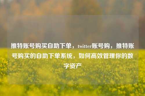 推特账号购买自助下单，twitter账号购，推特账号购买的自助下单系统，如何高效管理你的数字资产