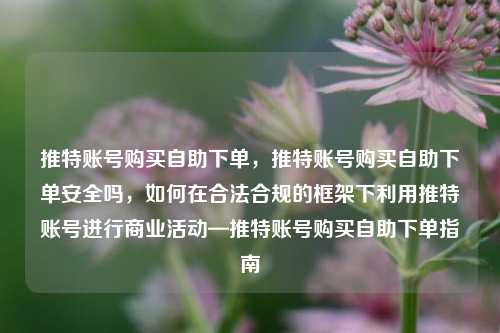 推特账号购买自助下单，推特账号购买自助下单安全吗，如何在合法合规的框架下利用推特账号进行商业活动—推特账号购买自助下单指南