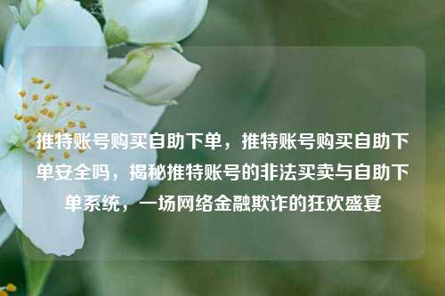 推特账号购买自助下单，推特账号购买自助下单安全吗，揭秘推特账号的非法买卖与自助下单系统，一场网络金融欺诈的狂欢盛宴